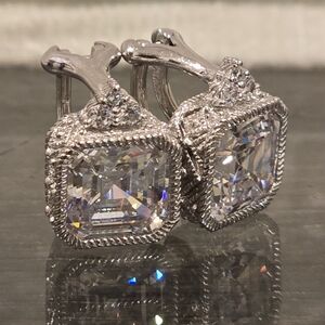 Judith Ripka Sterling Silver 925 Omega Back Earrings